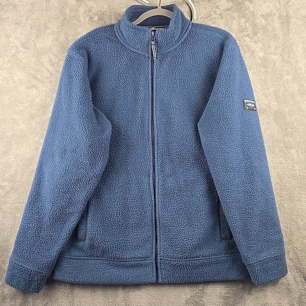 Orvis Jacket Men Medium Blue Full Zip High Pile Fleece Long Sleeve Casual‎